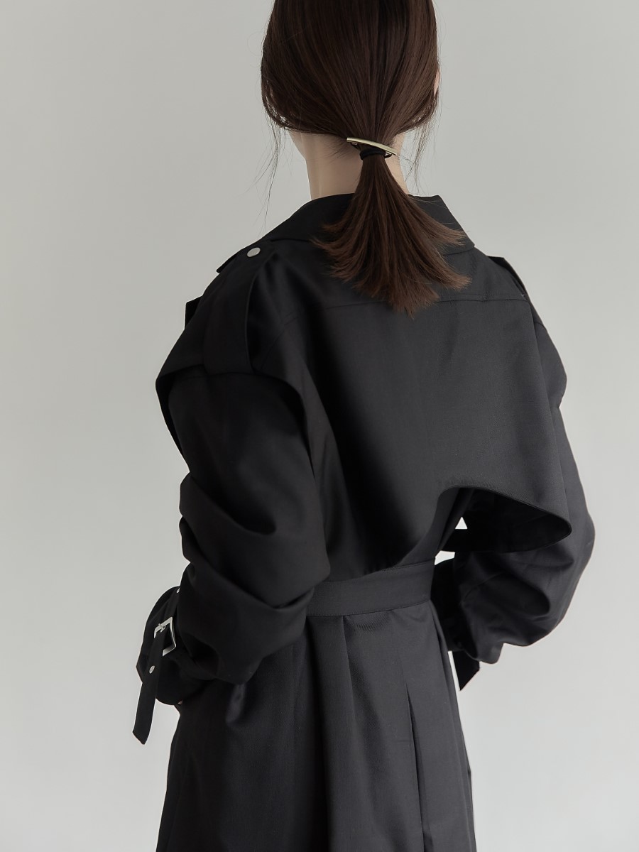 SPECIAL PRICE】 cape layered 2way coat / black amel